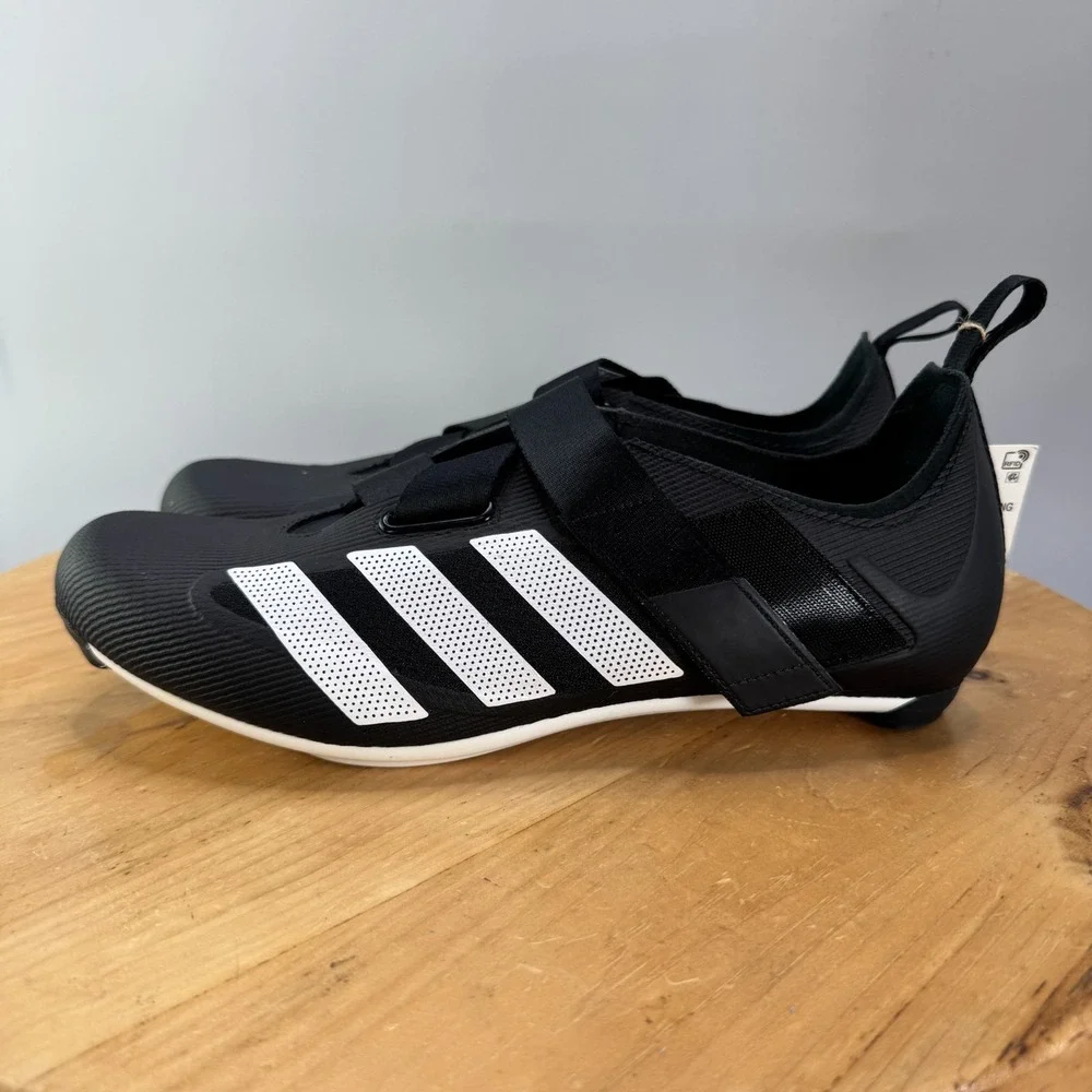 Adidas The Indoor Mens Size‎ 9.5 Cycling Bike Shoes Core Black White 3-Bolt NEW